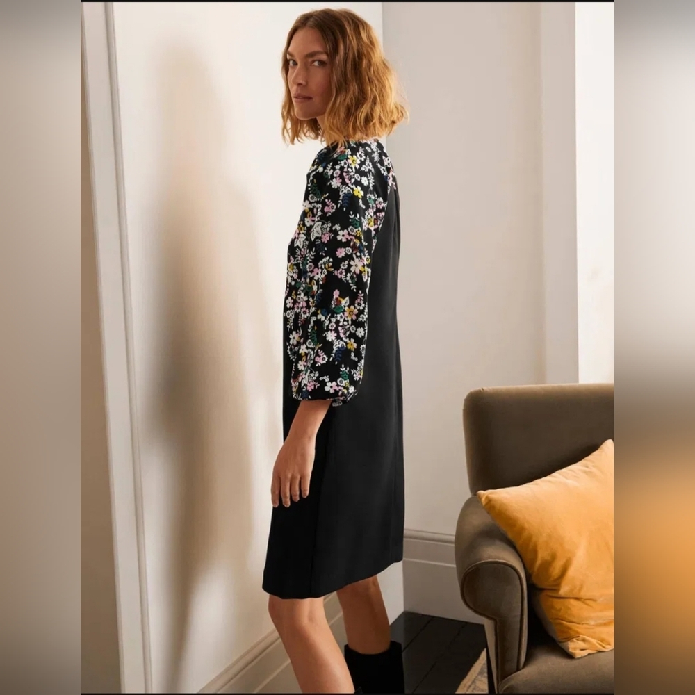 Boden Women's Black + Floral Kiera Shift Dress, US 4/UK 8, $147 - Picture 3 of 13